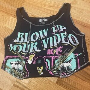 AC/DC Navy Cropped Graphic Tee